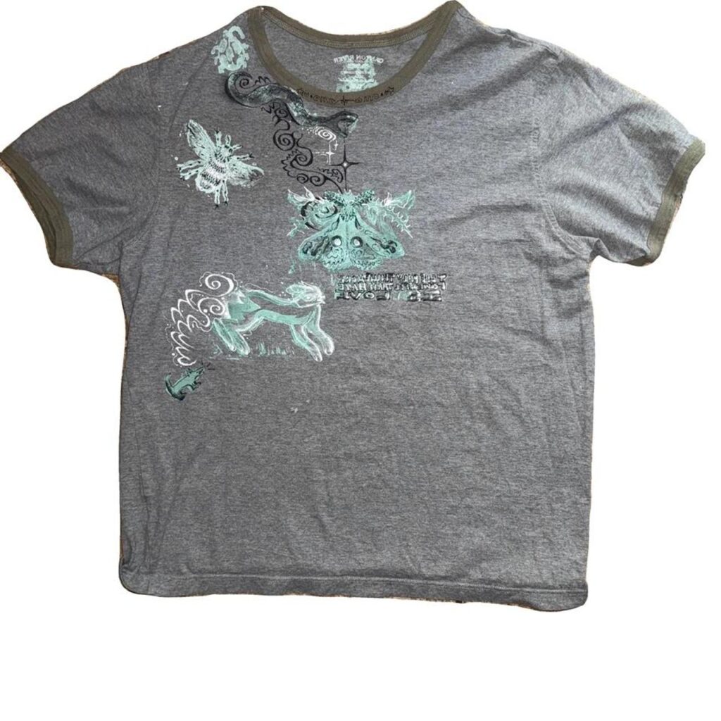 Bug linos and drawings on green and gray