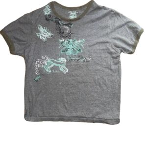 Bug linos and drawings on green and gray