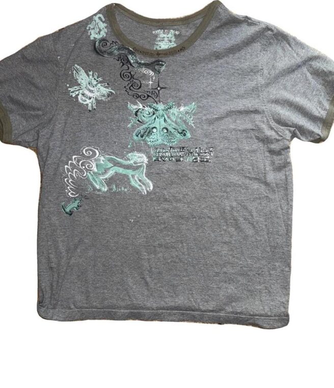 Bug linos and drawings on green and gray